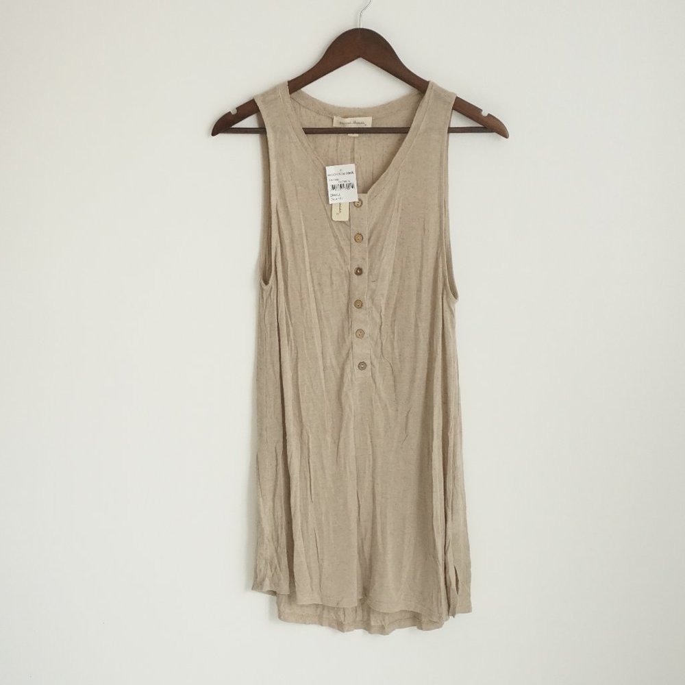 Beige Sleeveless Button Up Tunic Dress *NWT*
